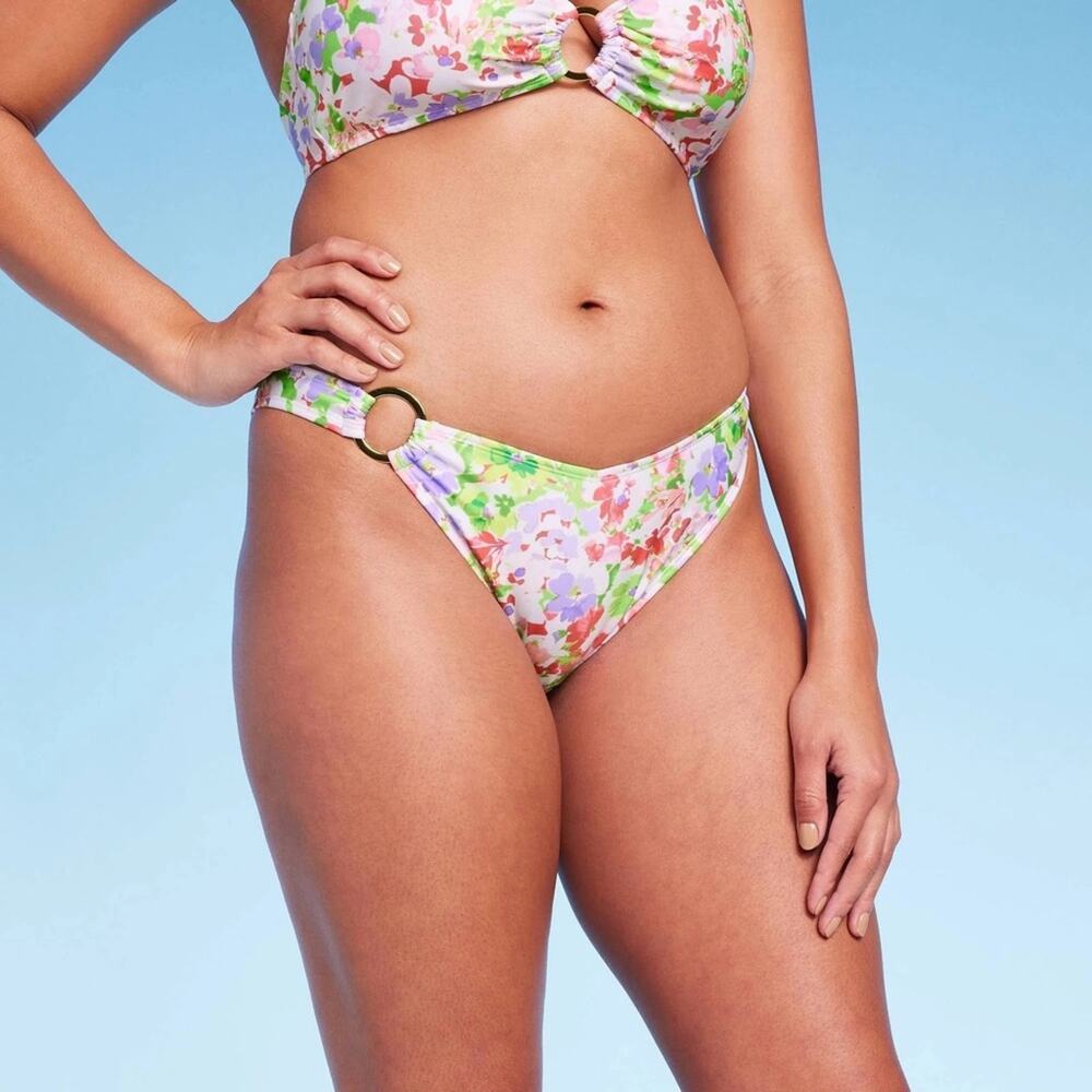 Shade & Shore Pink Multicolor Floral Ring Swim Bottom Size L - Picture 7 of 7